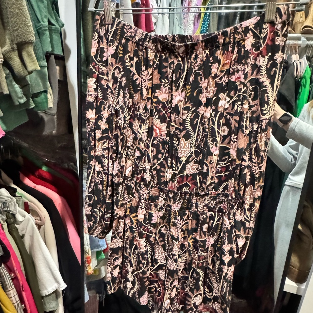 Free People Floral Jumpsuit - Black and Pink